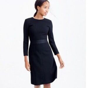 J Crew Double-Faced Wool Crepe Dress (Black / 2) (Style C1063)